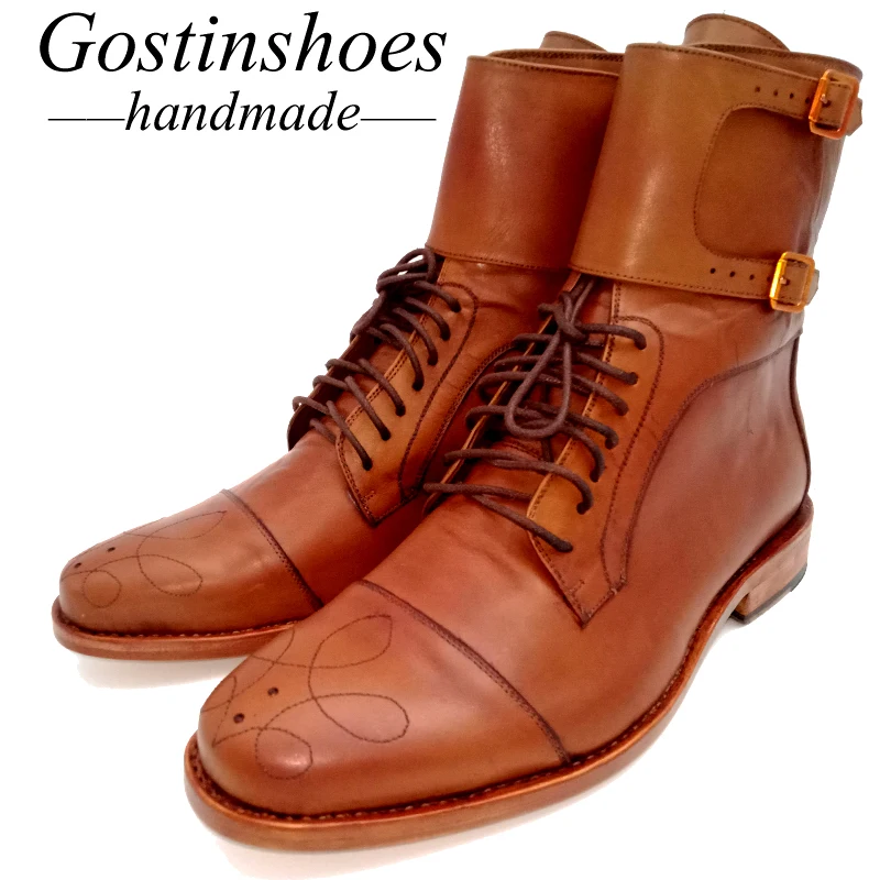 Goodyear/мужские короткие ботинки ручной работы коричневые рабочие из натуральной