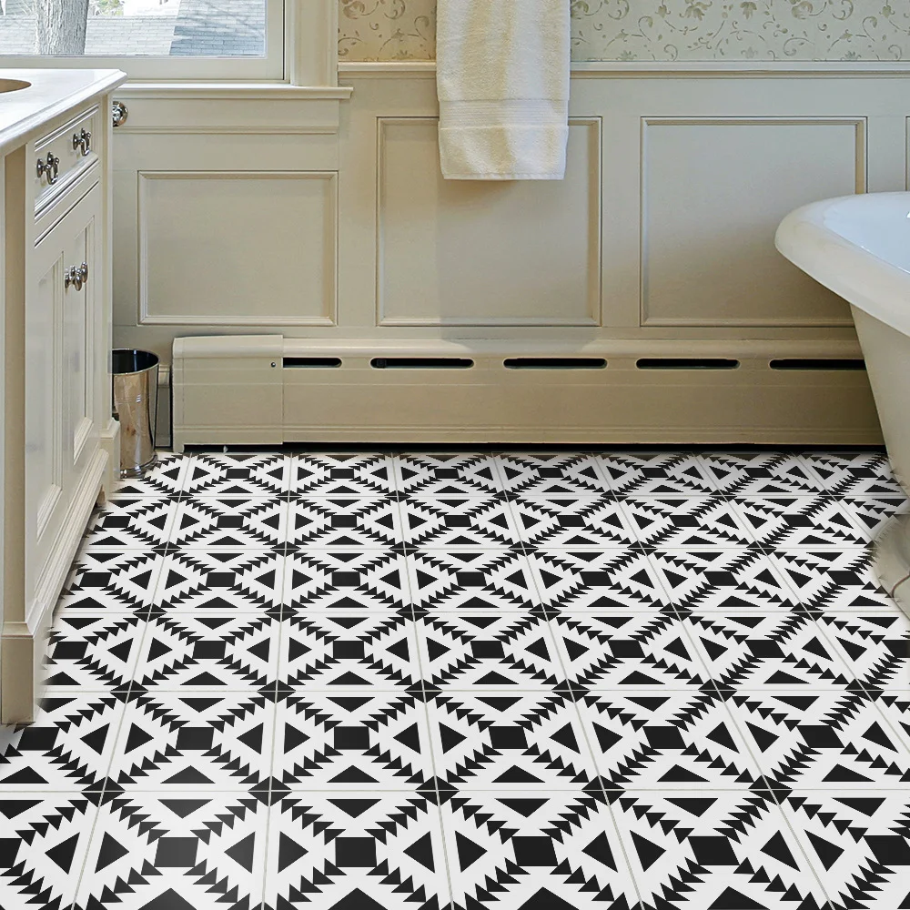 

Geometric Foam Floor Stickers Black Thick Matte Film Waterproof Self-adhesive Interior Decoration Peelable Bubble Wallpaper