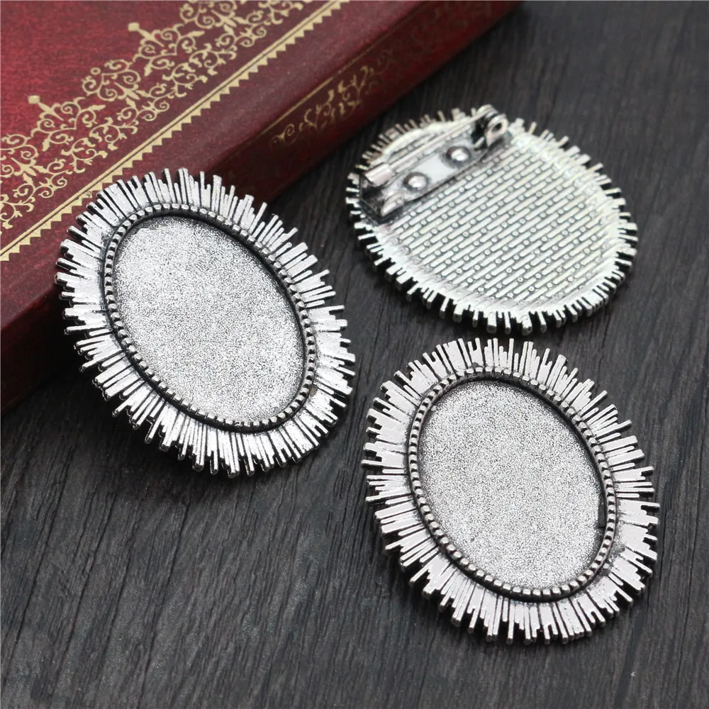 

5pcs 18x25mm Inner Size Antique Silver Plated And Bronze Plated Brooch Pin Classic Style Cameo Cabochon Base Setting