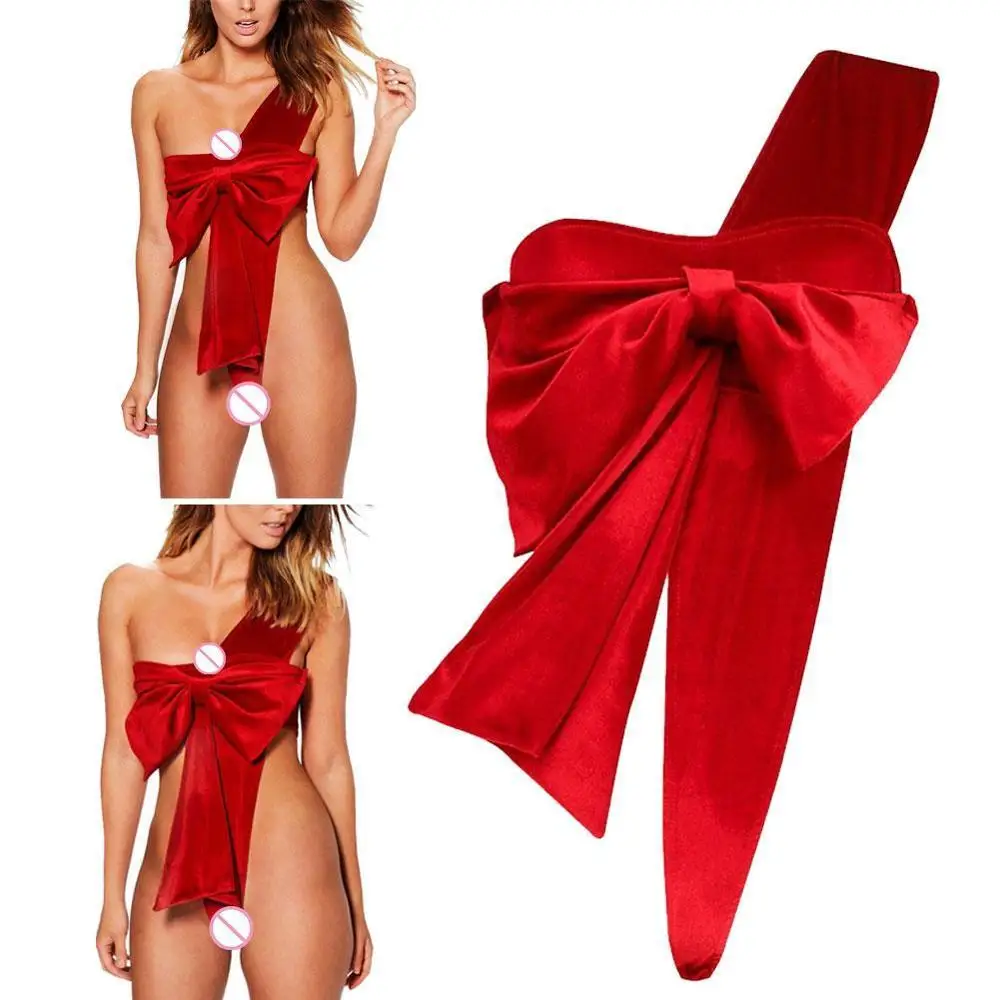 Новый женский сексуальный Рождественский праздничный комплект с бантом из
