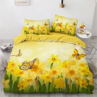 simple bedding sets 3d plant flower duvet quilt cover set comforter bed linen pillowcase king queen full double home texitle
