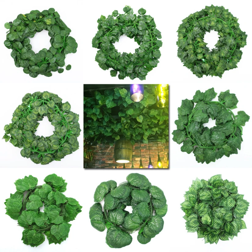 

Artificial Fake Ivy Leaf Grape Leaves Simulation Flower Rattan Diy Garland Ceiling Decor Wedding Leaves String Garden Decor