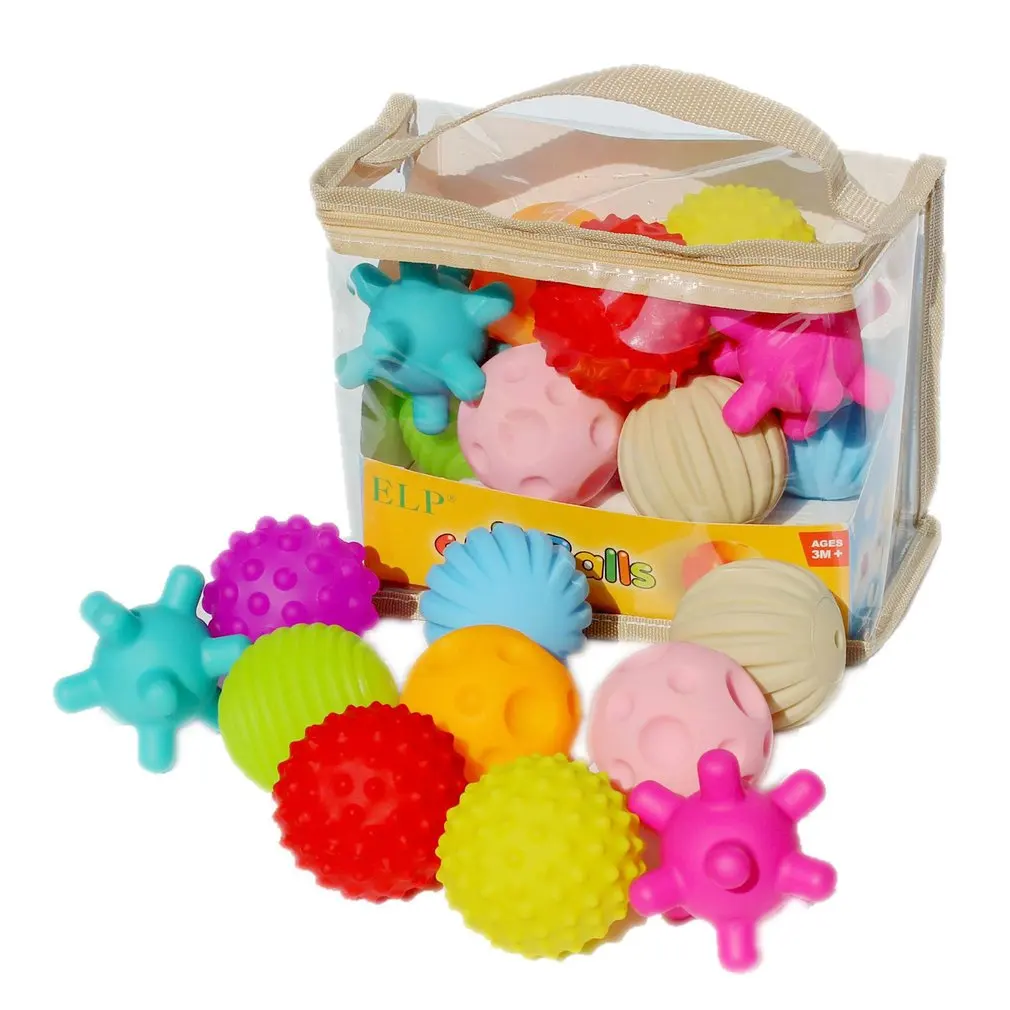 

10Pcs Rubber Textured Baby Balls Toy Set Multi Tactile Balls Senses Developping Training Massage Touch Hand Catch Ball
