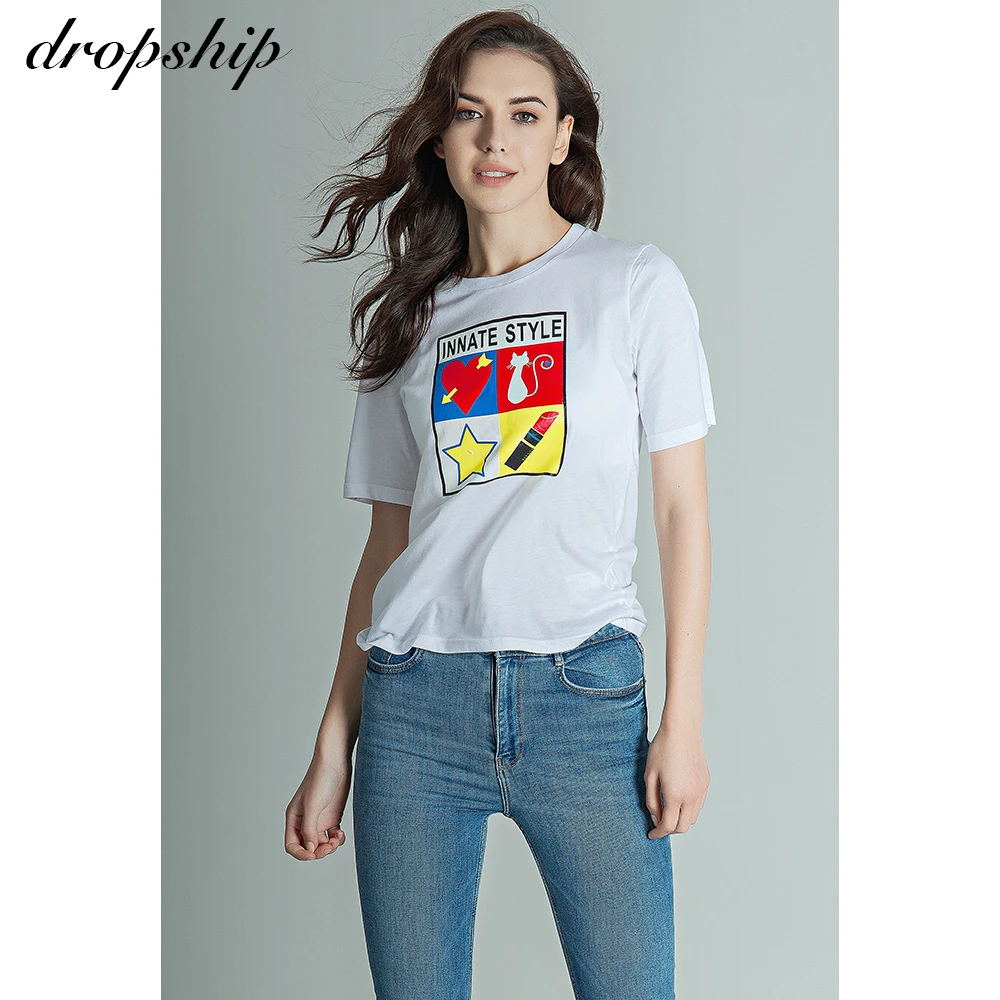 

Женские хлопковые футболки с коротким рукавом, повседневные свободные футболки с графическим принтом, однотонные футболки, лето 2021