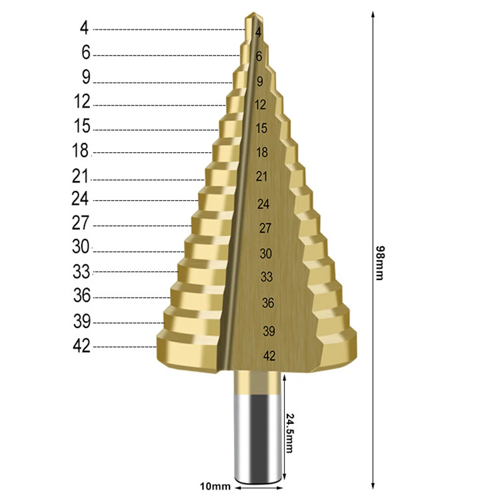 Ступенчатый сверлильный инструмент из быстрорежущей стали 4 42 мм 14 ступеней