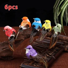 6 X Artificial Birds Fake Foam Animal Simulation Feather Birds Models DIY Wedding Home Garden Ornament Decoration