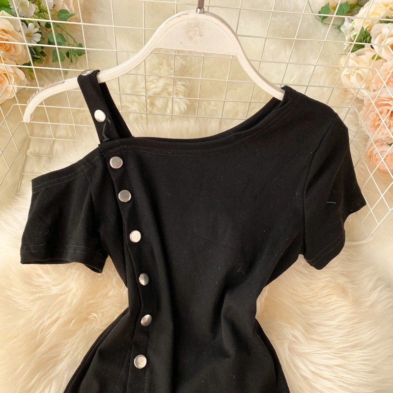 Женское платье-рубашка с короткими рукавами оригинальный дизайн на пуговицах