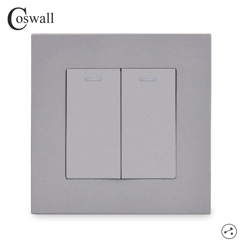 Панель COSWALL из поликарбоната в простом стиле 2 клавиши канала переключатель света