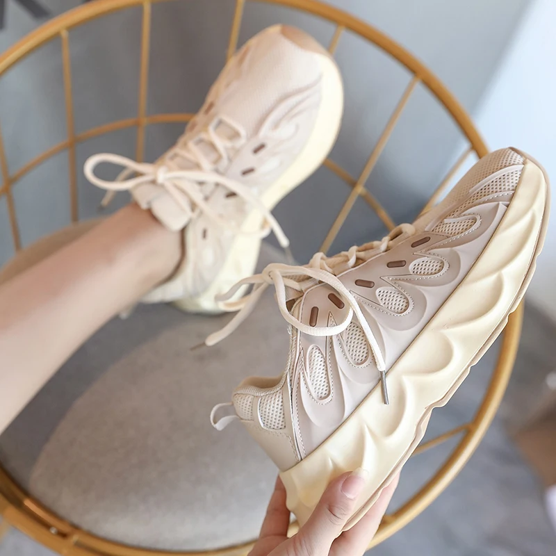 

Autumn Fashion New Platform Sneakers Explosion Models Solid Thick-soled Wild Lace-up Women Casual Shoes Zapatos Mujer W34-01