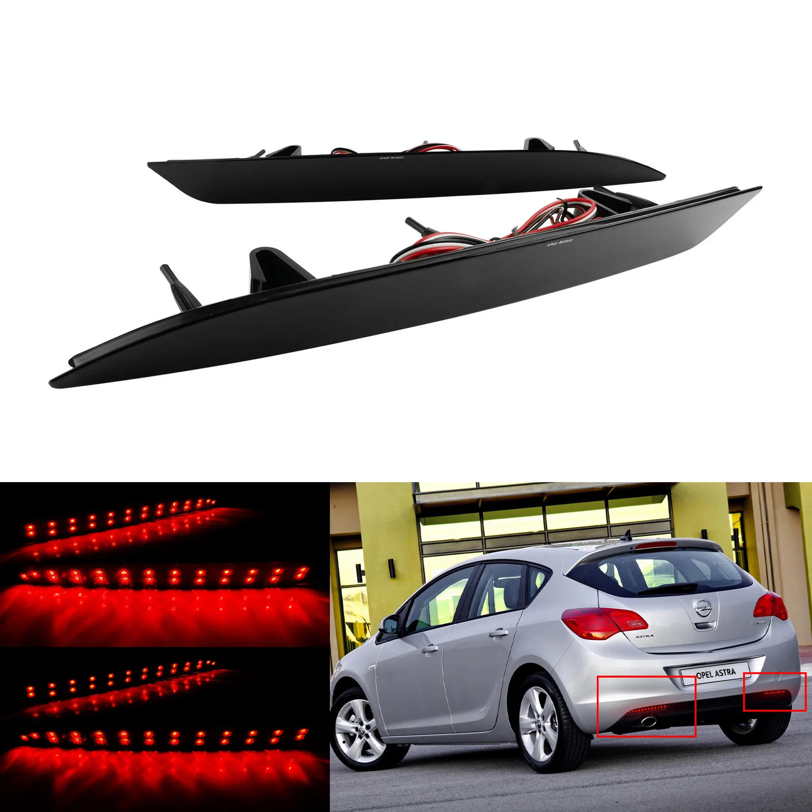 

For Opel Vauxhall Astra J 5D 2009-12 Rear Bumper Reflector LED Brake Light Black