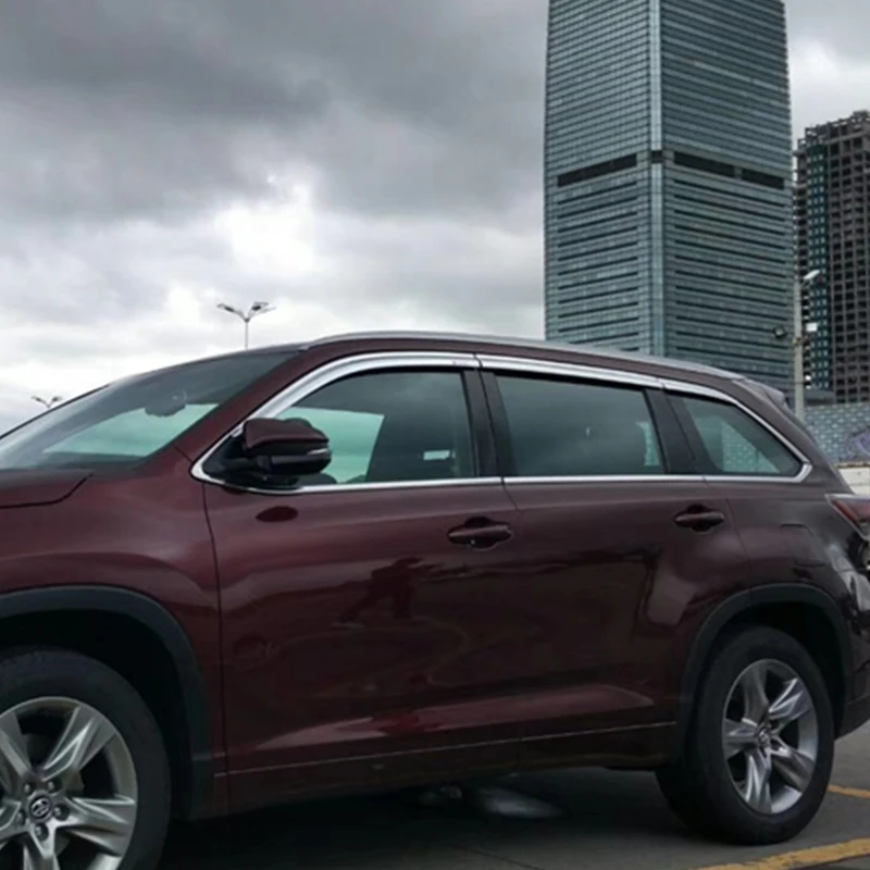 

Use For Toyota Highlander 2015--2019 Year 6 Pcs Windows Visor Body Kit Door Accessories Electroplated Parts Rain Sun Shield