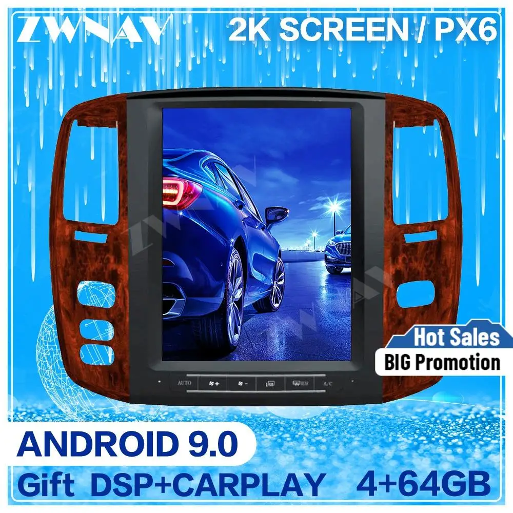 Tesla экран Android 9 Автомобильный мультимедийный плеер для LEXUS LX470 2004 2005 BT GPS навигация