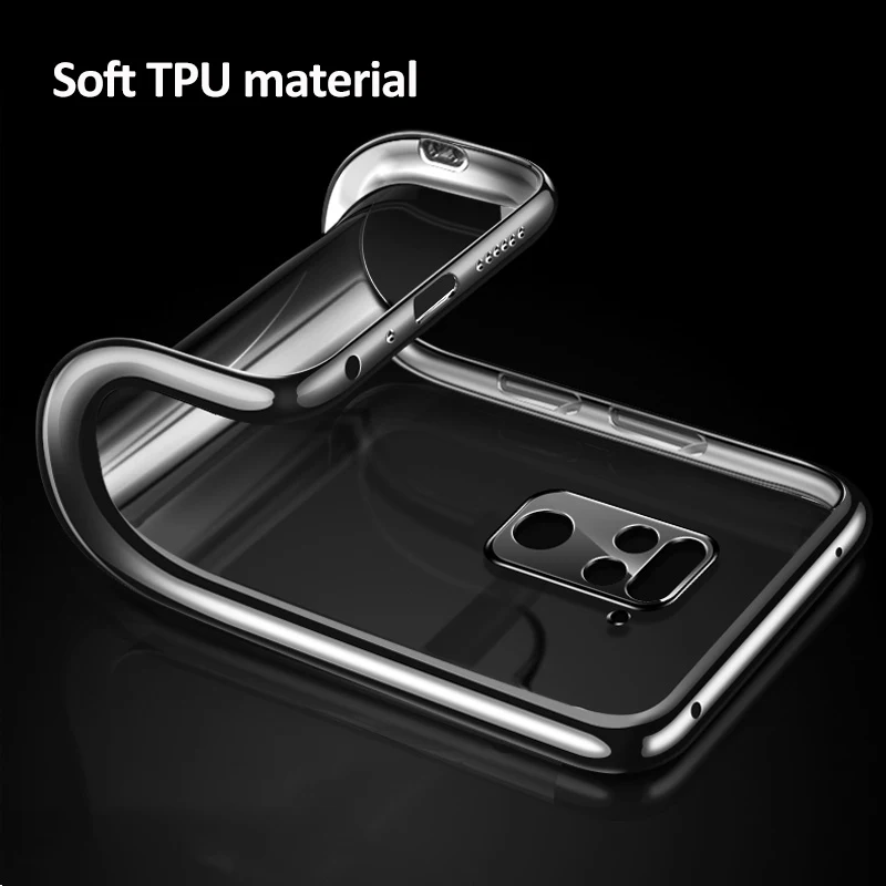 plating soft clear silicone phone case for xiaomi redmi note9 note 9 s pro max 9s coque note9promax camera protective thin cover free global shipping