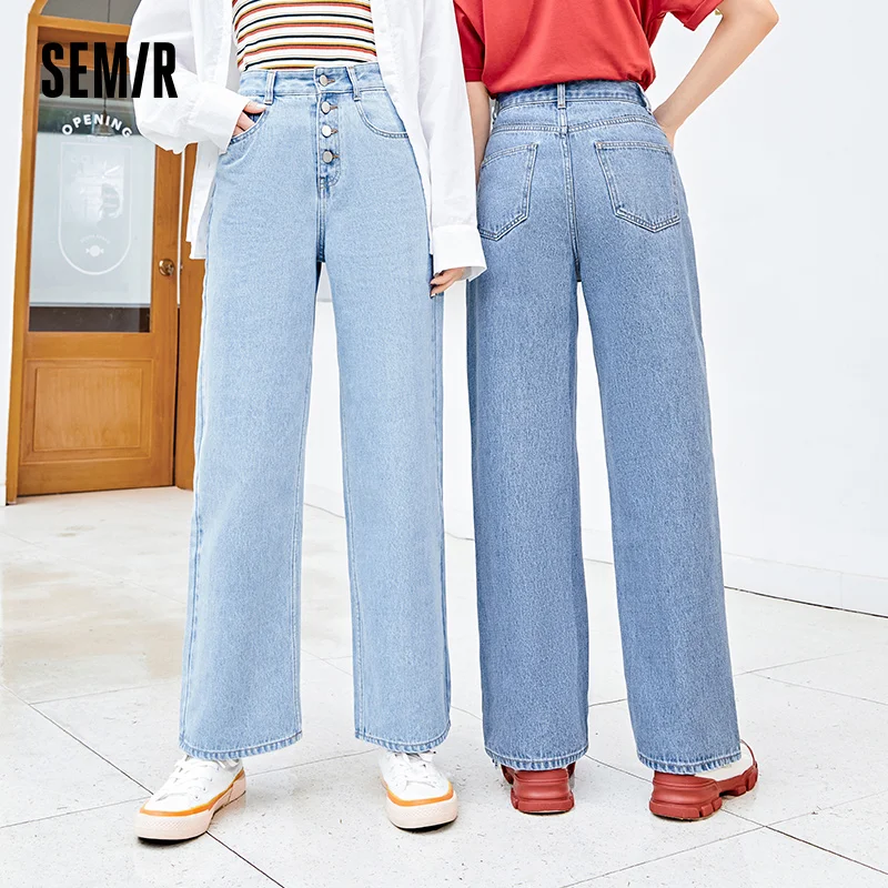 

SEMIR Jeans Women 2021 New Summer High Waist Breasted Wide-Leg Pants Significantly Taller Pants Small Trendy Ins Demin Pants