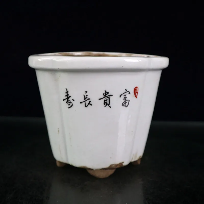 Фарфоровый цветочный горшок с изображением сливы