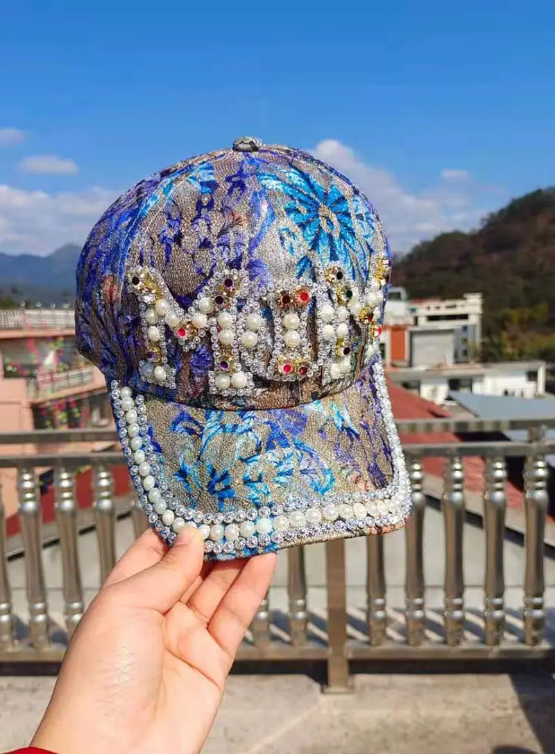 Бейсболка с жемчугом для женщин и девушек модная кепка регулируемыми цветами от