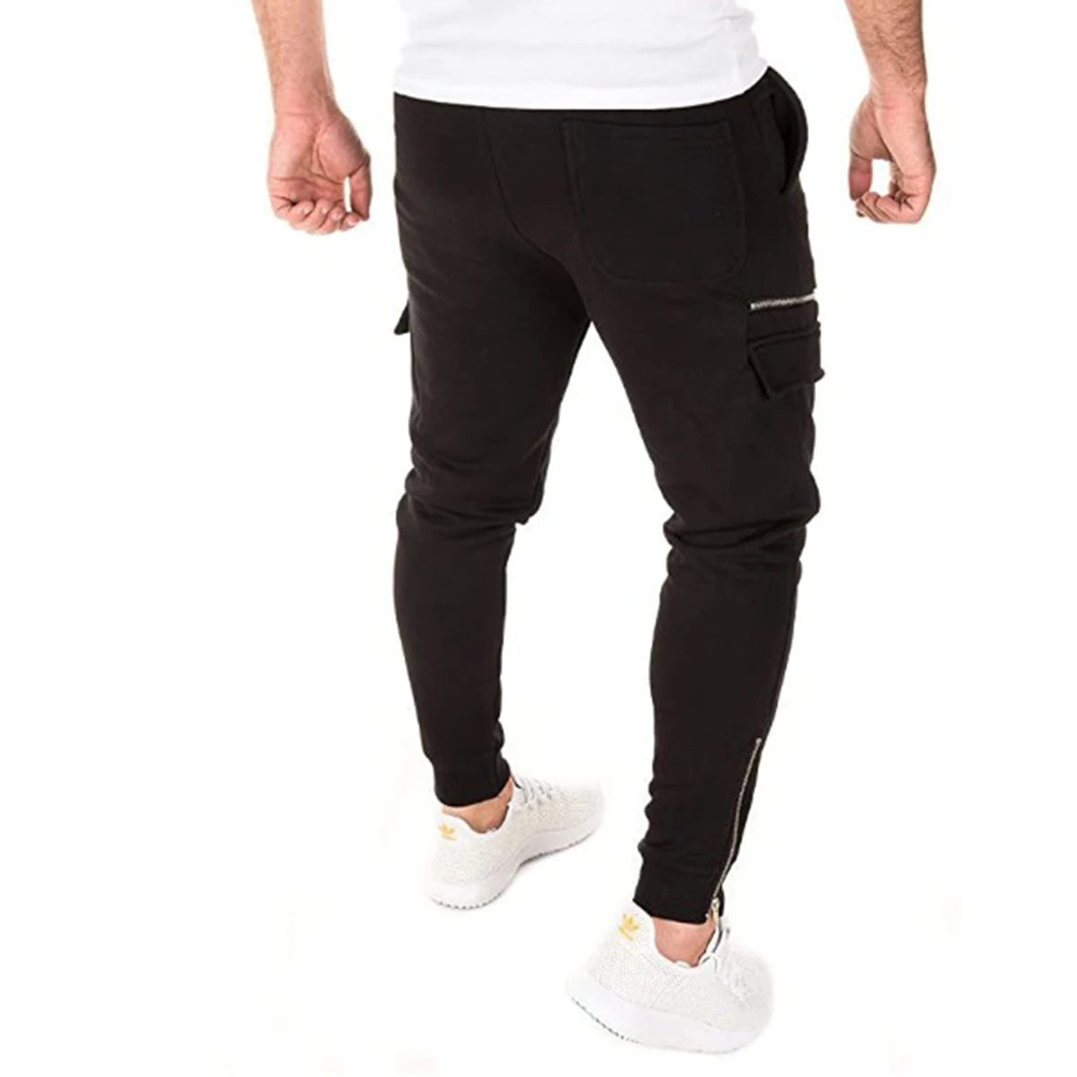 Осенние мужские однотонные брюки со шнуровкой и эластичным поясом новинка 2020