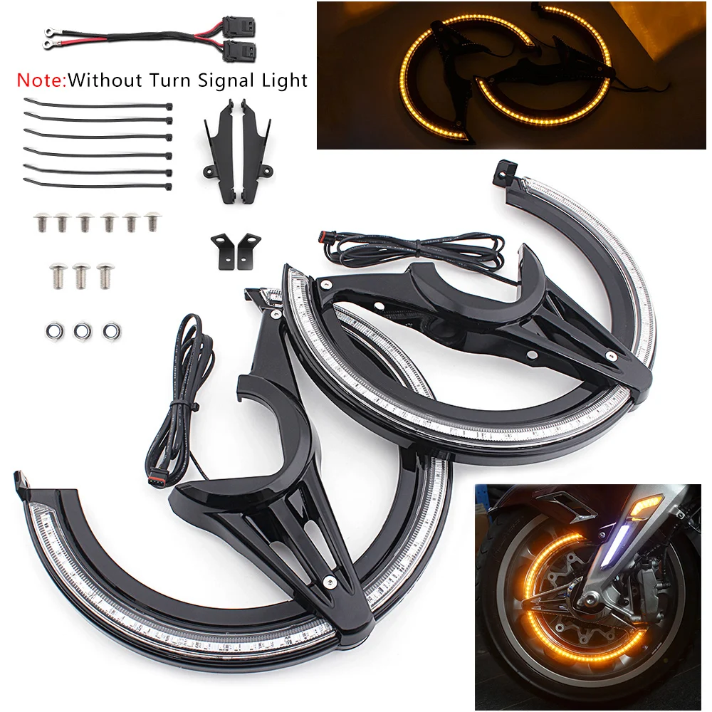 

Motorcycle Accessories Left or Right Brake Disc Rotors Covers With LED Ring Light For Honda GL1800 Goldwing 1800 2018-2021 Black