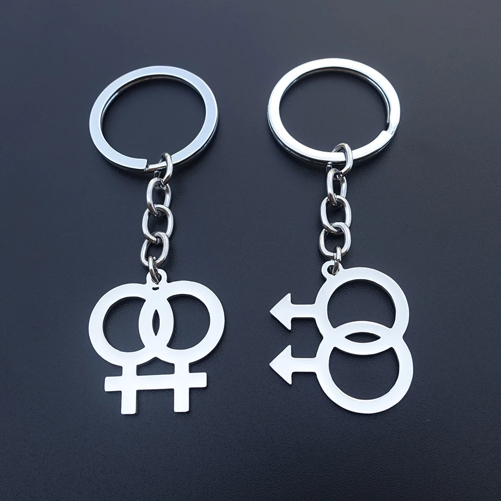 

Male Female Sign Keyring Stainless Steel Keychains Men Women Fashion Jewerly Gift For Boys Girls