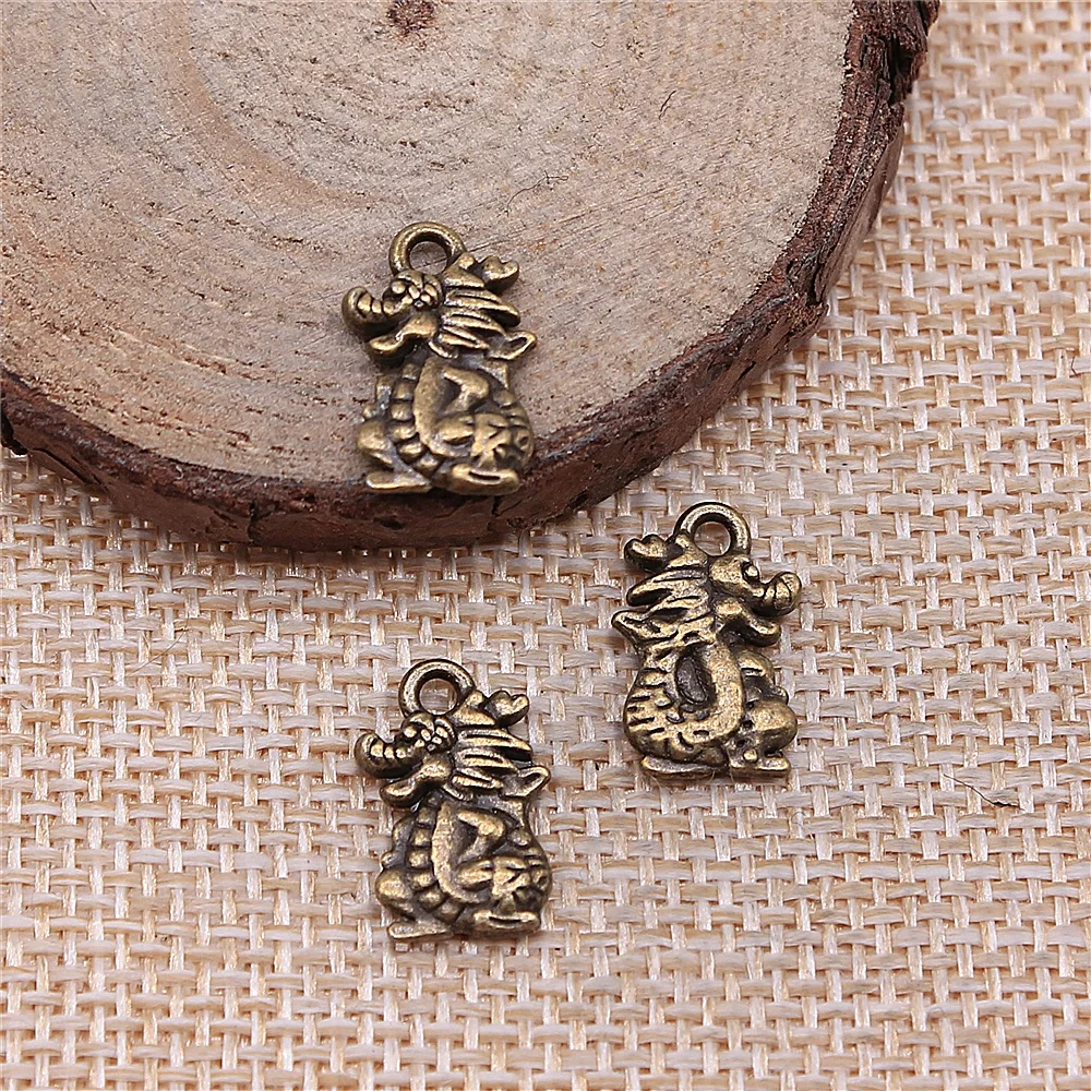 

free shipping 54pcs 15x10mm antique bronze Cute dragon charms diy retro jewelry fit Earring keychain hair card pendant