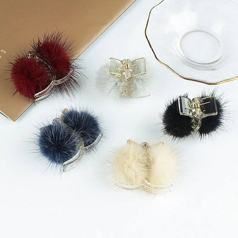 

Заколка для волос из меха норки, маленькие заколки для волос в форме банана, аксессуары, заколки-крабы, плюшевые заколки для волос, декоратив...