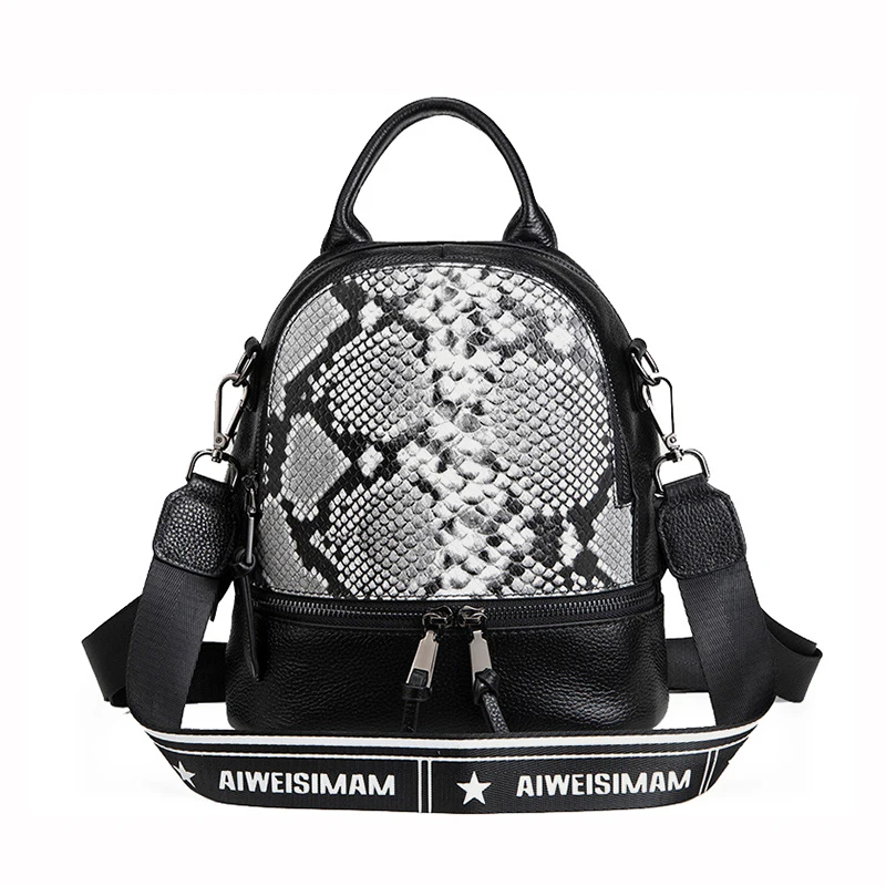 Змеиная кожа 100% Натуральная воловья женский рюкзак из натуральной кожи яловой