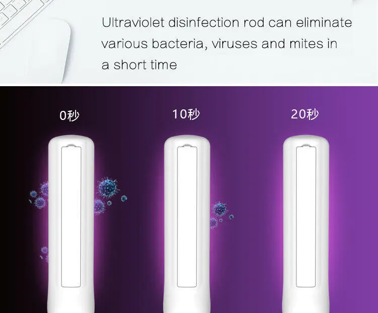 

Mini UV Light Sterilizer Handheld Disinfection Stick UVC Lamp Remove mites NEW