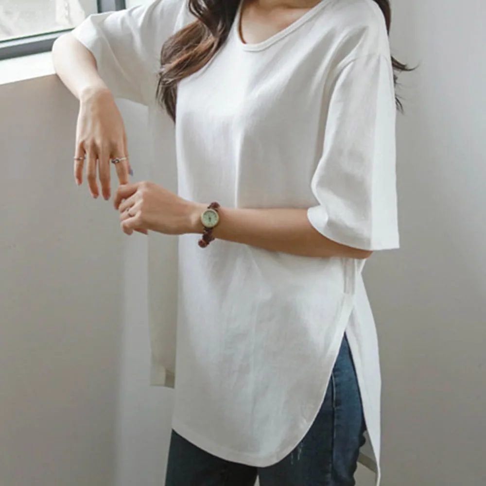 Повседневная Женская белая футболка корейские летние женские Топы с коротким