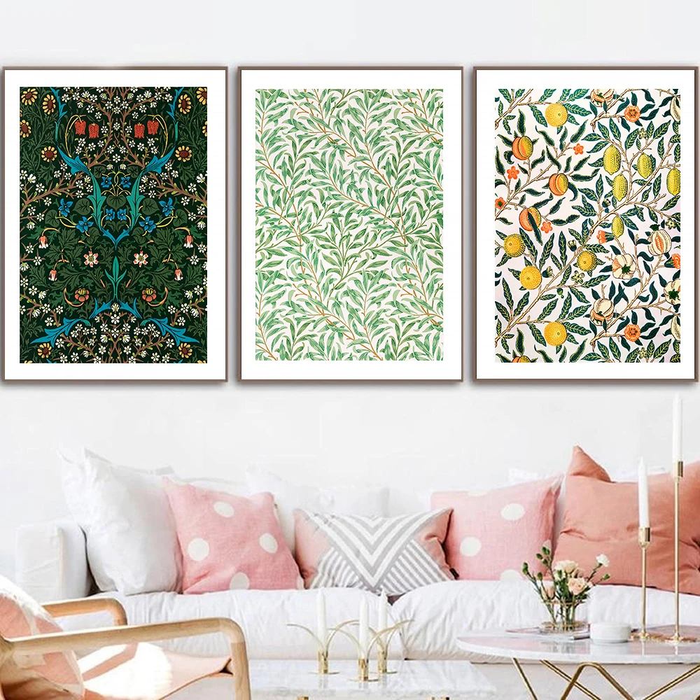 

Poster Vintage Floral De Hojas Verdes Retro Exhibition Gallery Print Pictures Wall Art Living Room Bedroom Nordic Home Decor