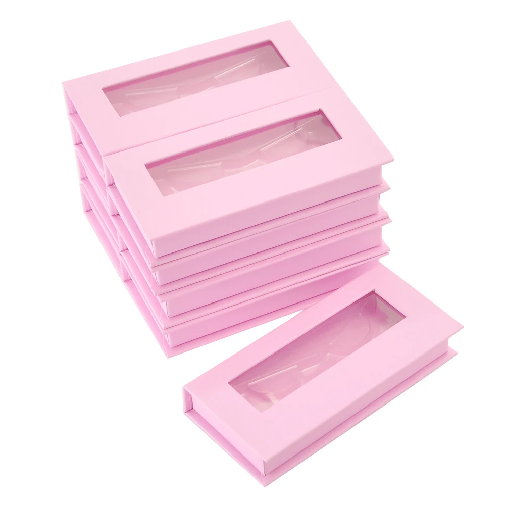 

Wholesale False Eyelash Packaging Box Lash Pink window Boxes Customize Mink Lashes Package Storage Magnetic Makeup Case Bulk