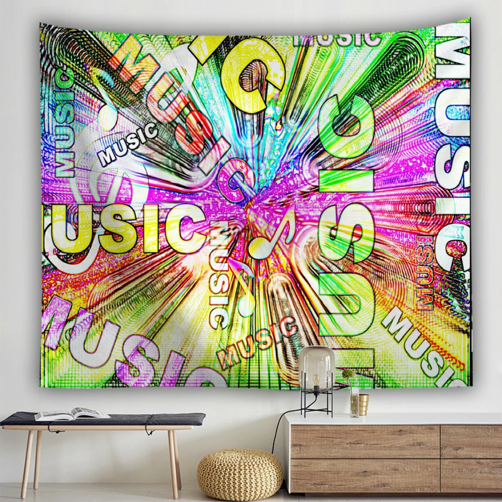 Музыка Мода Настенный Гобелен из ткани музыкальная Партитура мир печати стене