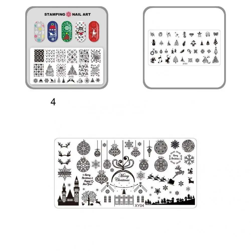 

Nail Decoration Plate Fashion Compact Safe Christmas Pattern Nail Art Stencil for Party Nail Stamping Plate Nail Art Plate