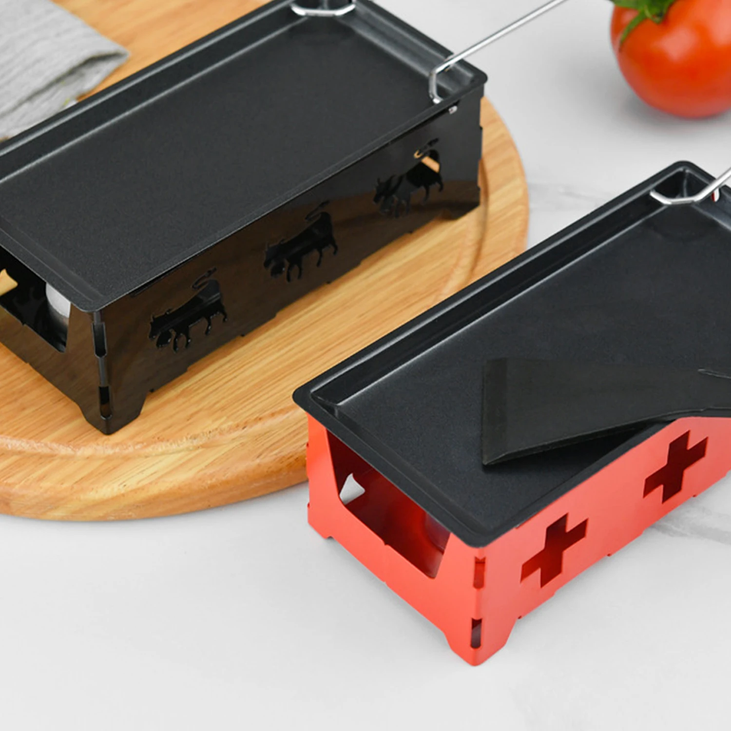 Набор для гриля Raclette сковорода сыра с лопаткой складная деревянная ручка