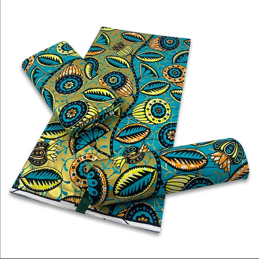 

2021 New Style Grand Wax Fabrics Nigerian Cotton Print High Quality Golded For Wedding H2010816