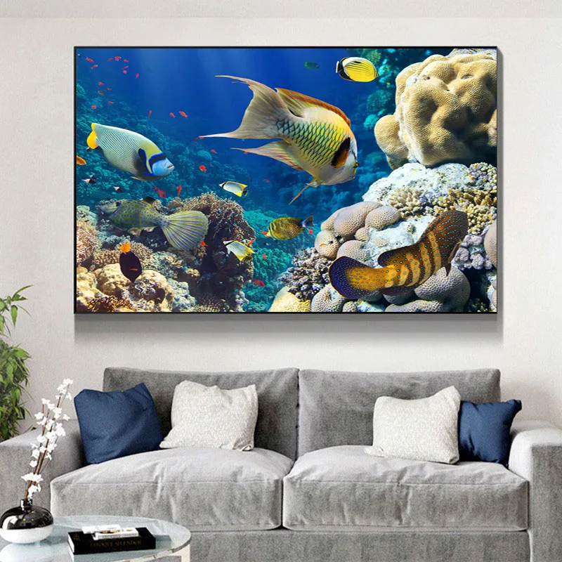 

8 Styles Underwater World Shark Shell Coral Canvas Painting Wall Art Posters for Living Room Home Wall Decoration Paintings