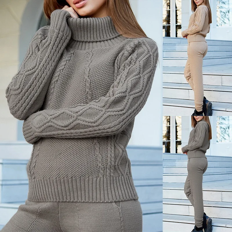 Женский трикотажный костюм из 2 предметов женский шерстяной Теплый спортивный