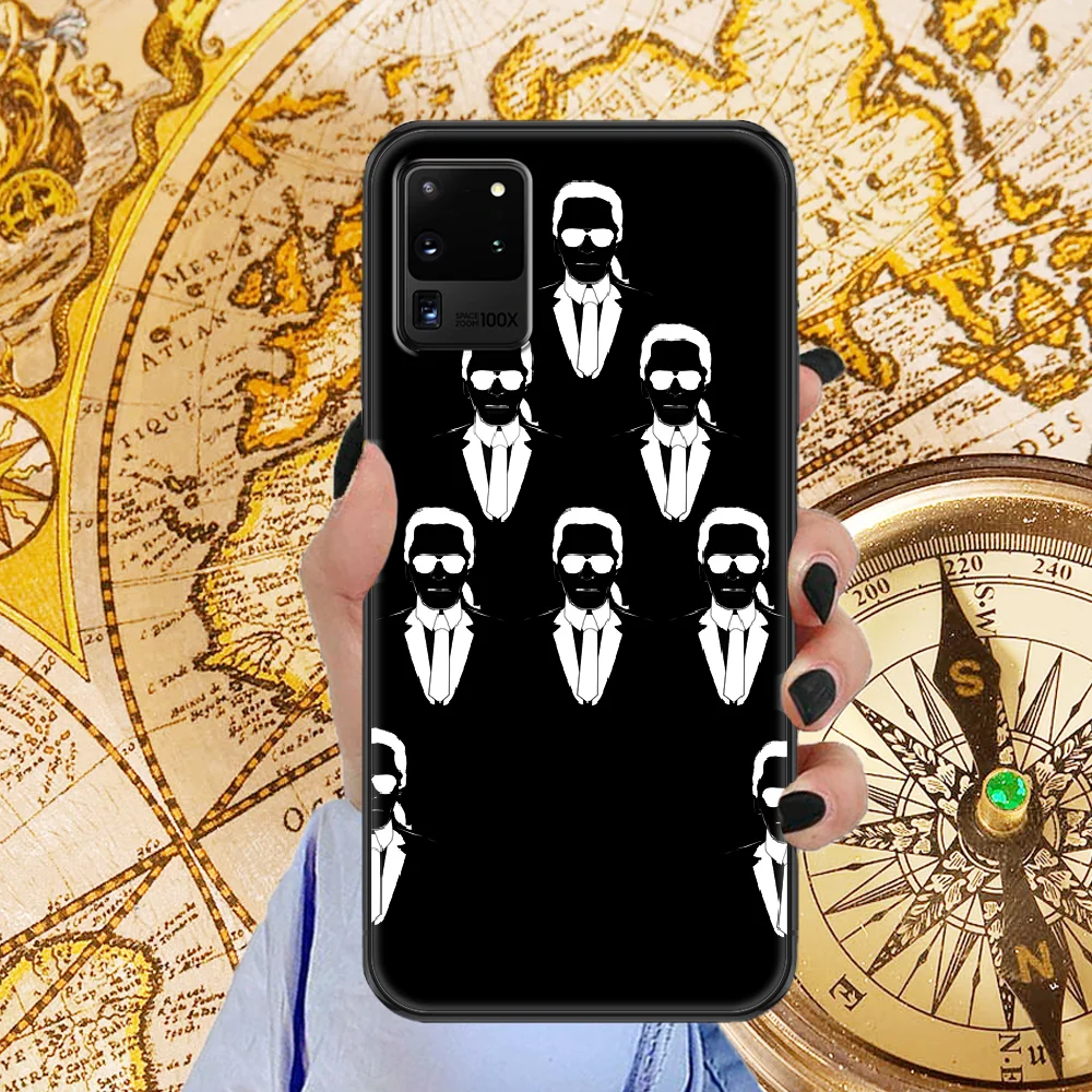 

Famous designer Lagerfelds Phone case For Samsung Galaxy Note 4 8 9 10 20 S8 S9 S10 S10E S20 Plus UITRA Ultra black art