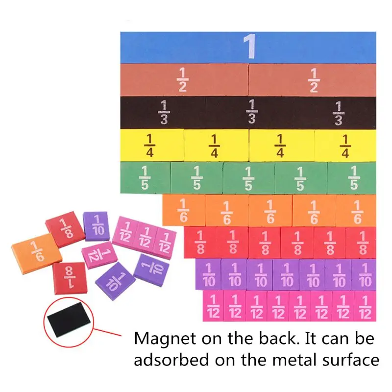 

Magnetic Rainbow Fraction Tiles - Math Toys