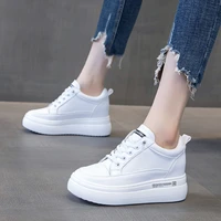 new spring autumn womens shoes leather wedge vulcanize shoes woman platform wedge sneakers casual zapatos de mujer