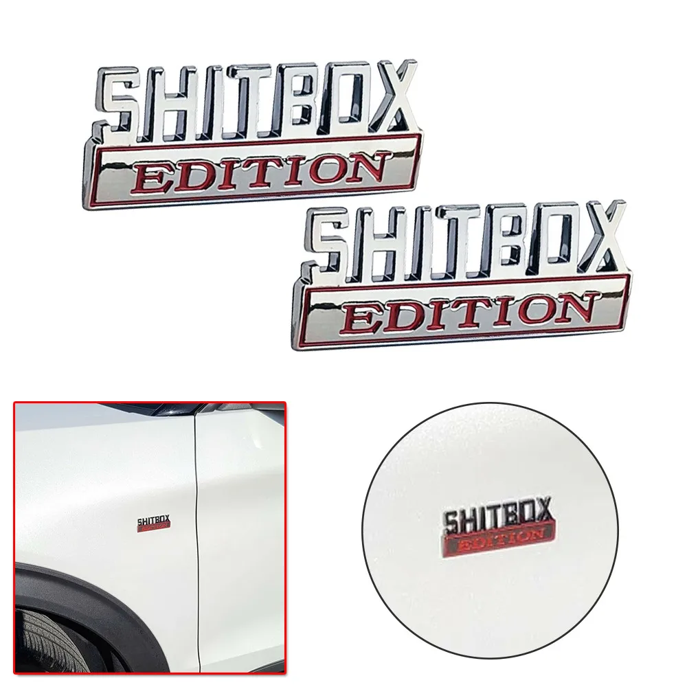 

2PCS Emblem Badges 80x30mm Adhesive Decals For Chevy Ford Silver Red Sticker Waterproof