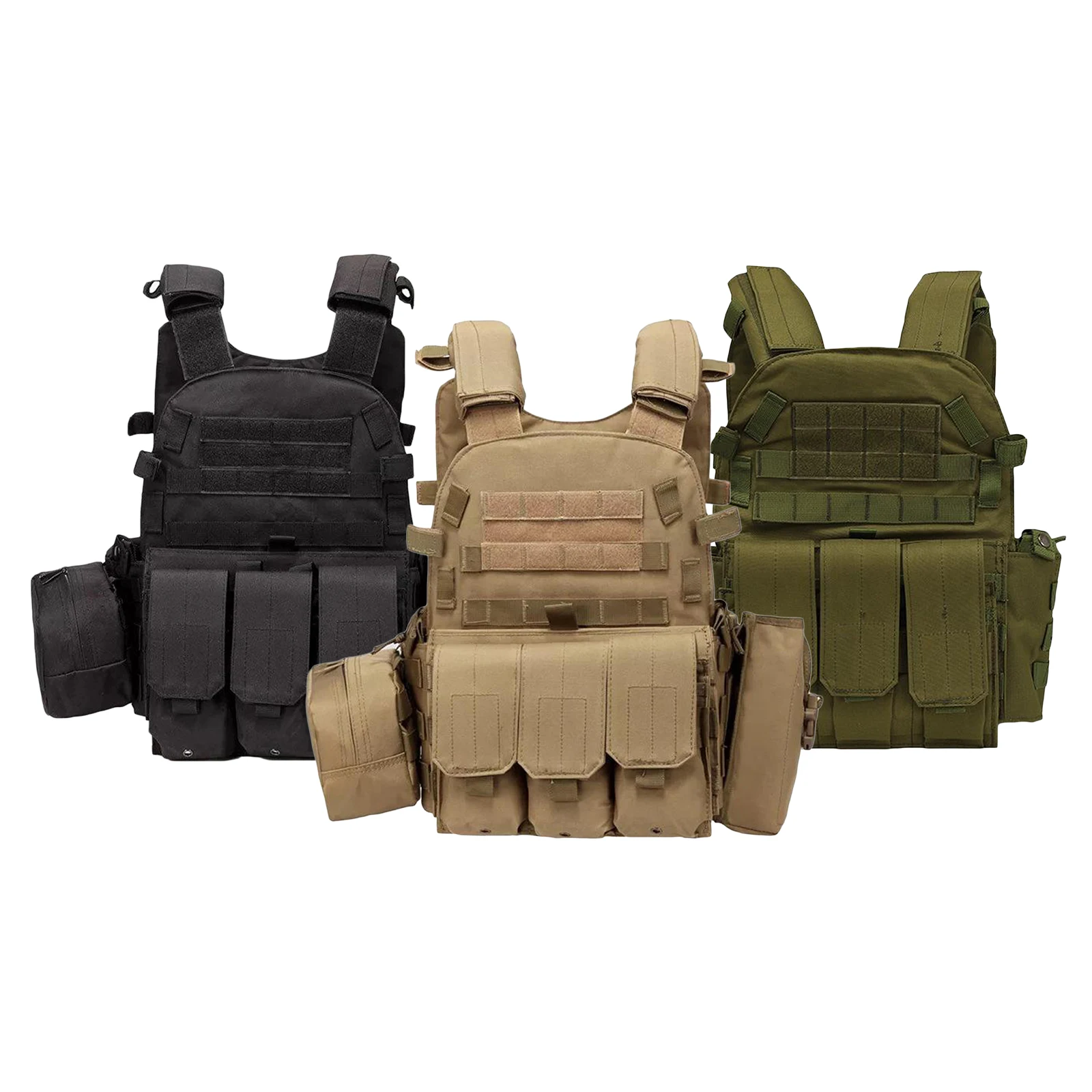 

MOLLE Tactical Vest with Pockets and Pouches Combat Security Training Tool Pouch Protective Durable Waistcoat
