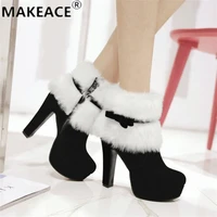 2021 winter women boots 35 43 size suede warm short boots fashion plush foot bare boots platform boots high heel fashion boots