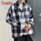 Zongke Женская одежда в Корейском стиле, Женская клетчатая рубашка в стиле Харадзюку, Корейская одежда 5XL, весна 2022