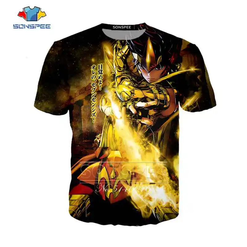 Футболка SONSPEE унисекс 3D Рисунок Рыцари зодиака с принтом Saint Seiya стиль Харадзюку