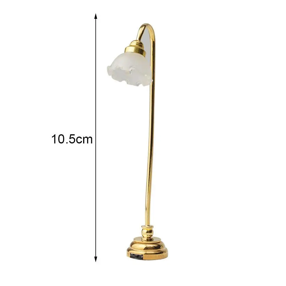 

1:12 Dollhouse Flower Shade LED Floor Lamp Miniature Light With Light Lamp Model Decoration Floor Paper Cover White O3H4