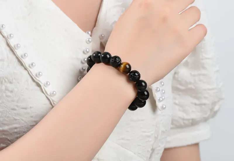 Натуральный кристалл Радуга обсидиановый глаз пиксиу браслет Буддийские