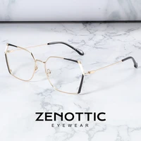 zenottic women eyeglasses frame polygon mirror prescription myopia progress metal frame eyewear fake glasses optical frames