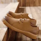 Туфли мужские из натуральной кожи, кроссовки, лоферы, на плоской подошве, на шнуровке, повседневная прогулочная обувь, большие размеры
