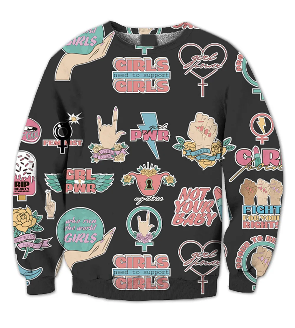 

Женская толстовка с круглым вырезом и сублимационным принтом