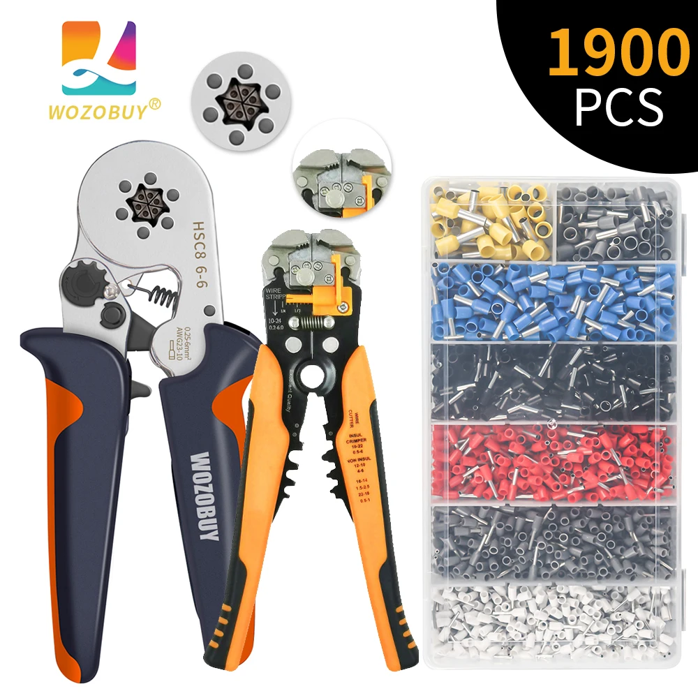 

Upgrade Multifunctional Wire Stripper Crimping Tool Kit - HSC8 6-6/6- 4A Pliers ,Self-Adjusting Cutter Crimper,For Tube Terminal